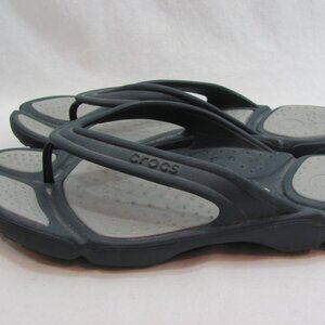 Crocs Flip Flops Sandals Thong Gray Blue Men 9 Women 11 Unisex